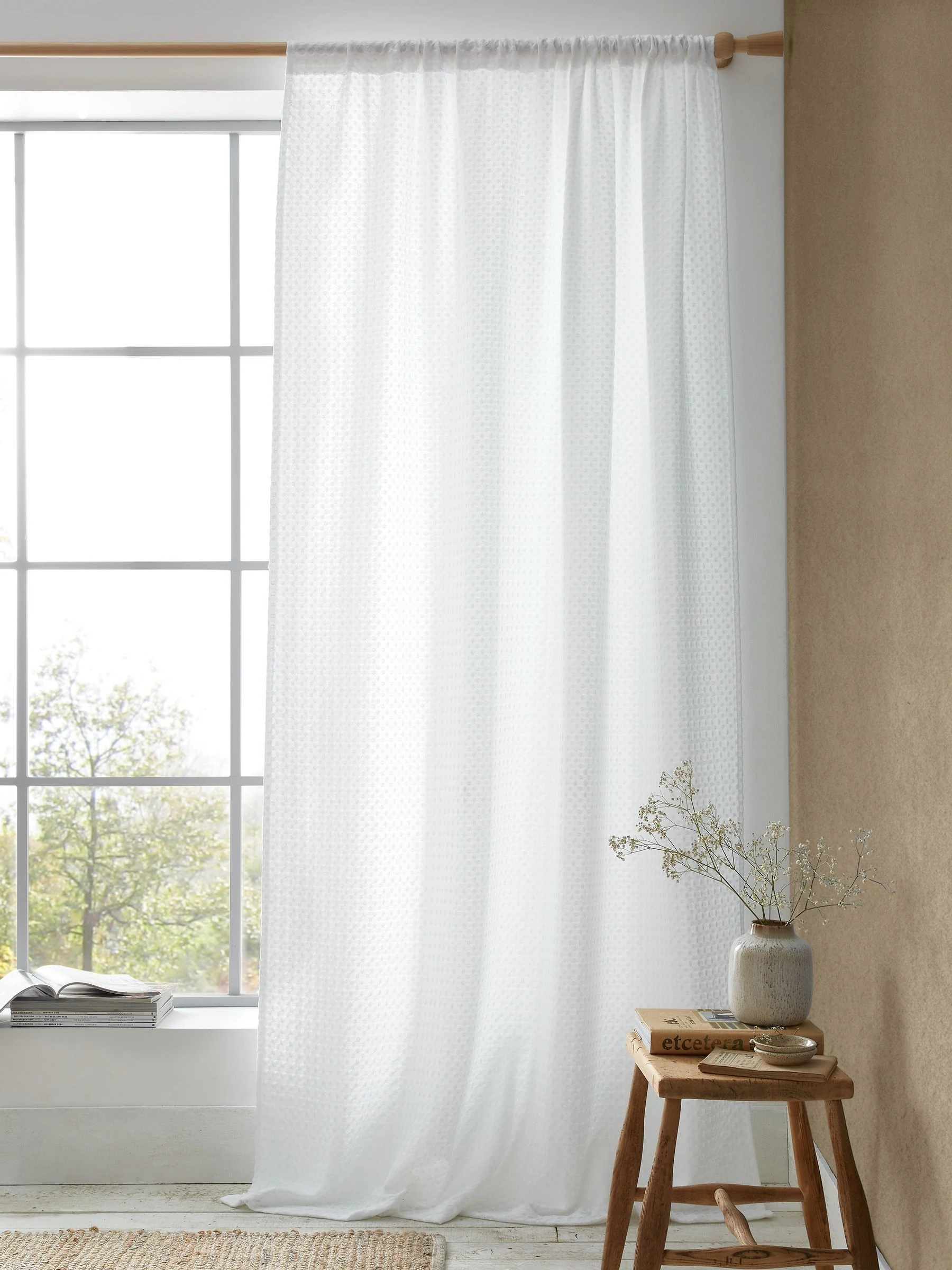 Pineapple Elephant Muscat Waffle Slot Top Voile Curtains Panel