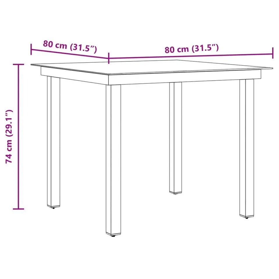 vidaXL - Tuintafel - Zwart - Glas - 80 x 80 cm