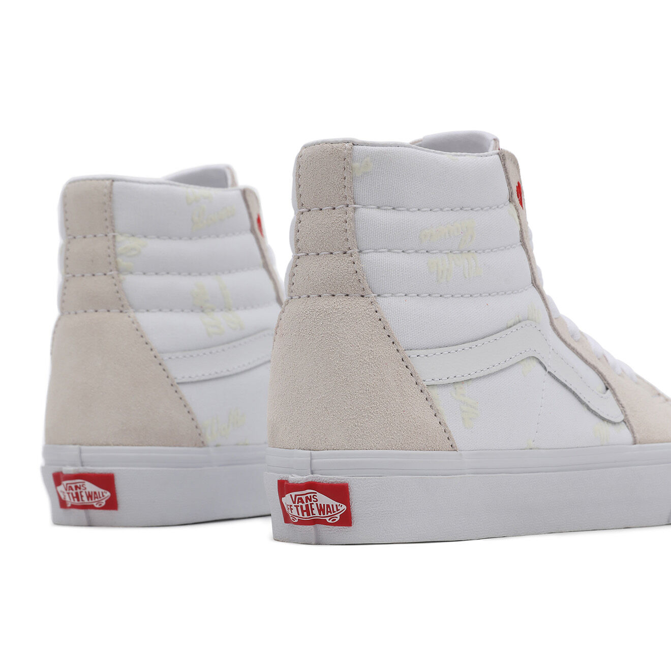 Vans Sneakers en Velours de Cuir & Textile SK8-Hi beige/blanc
