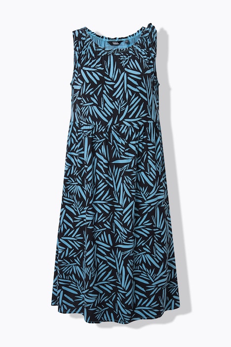 Jerseykleid, geraffter Ausschnitt, Rundhals, ärmellos