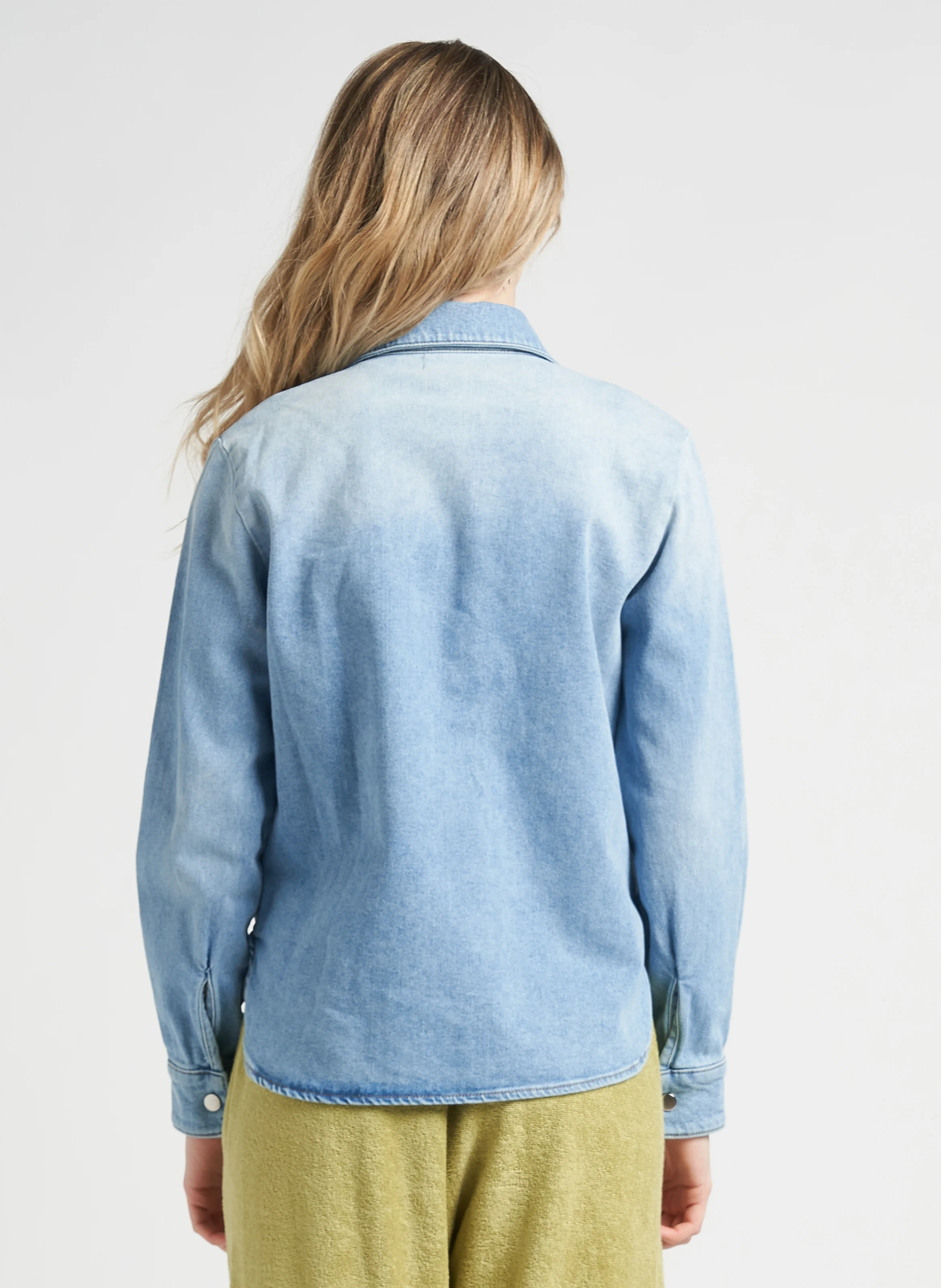 TOPAZE - Chemise droite col classique en denim stretch| Bleu