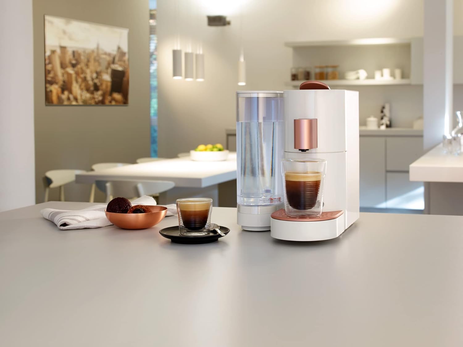 K-FEE TWINS II Kapselmaschine | kompatibel ALDI EXPRESSI* Kapseln | Kaffeemaschinen für Kaffee, Tee & Kakao | 2,3L Wassertank | Beige-Bronze