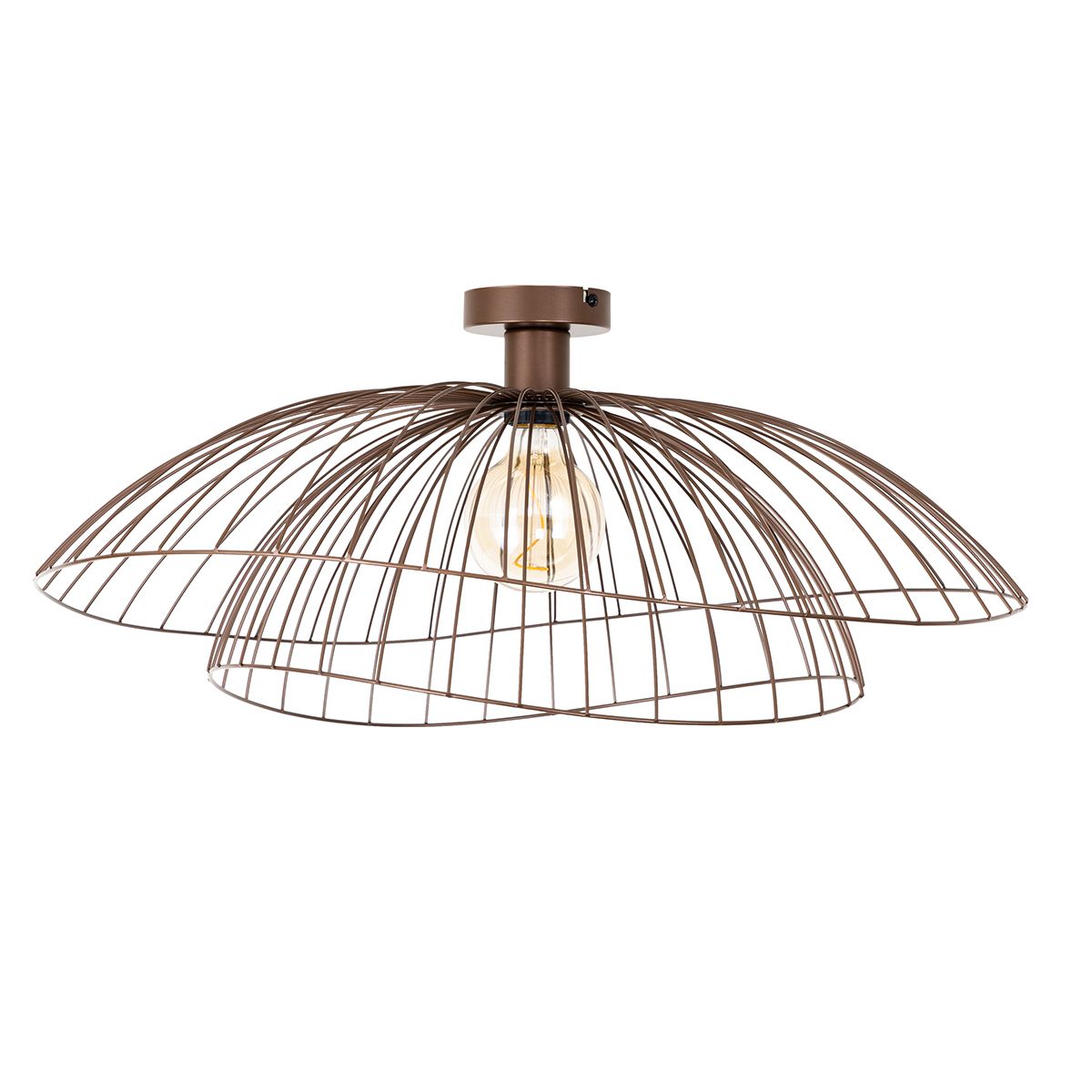 Design plafondlamp brons met dubbele kap 45cm - Pua