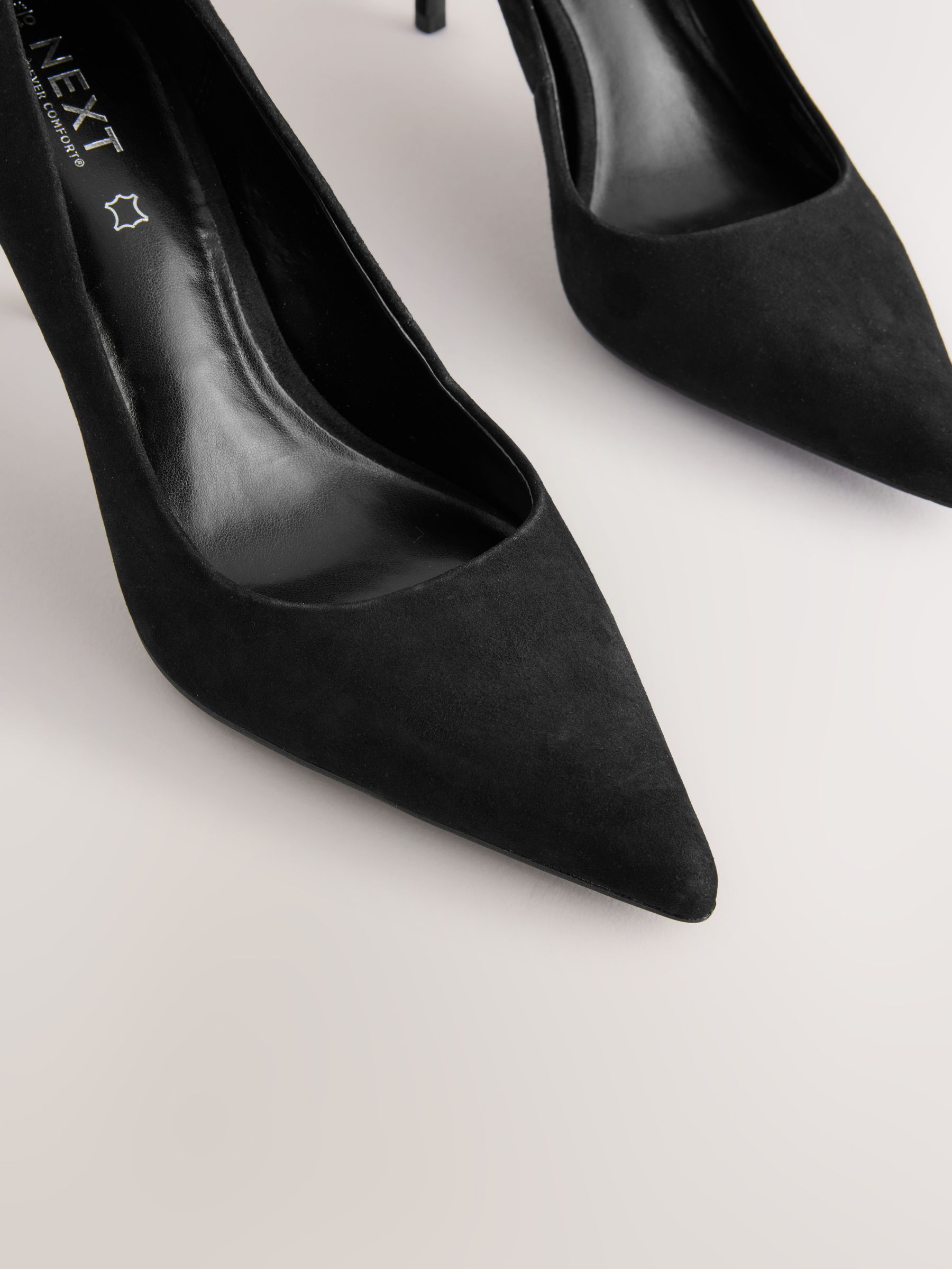 Zwart suède - Leren mid-court pumps