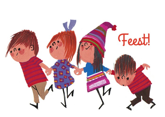 Fiep Westendorp | Verjaardagskaart | Een rijtje van kinderen