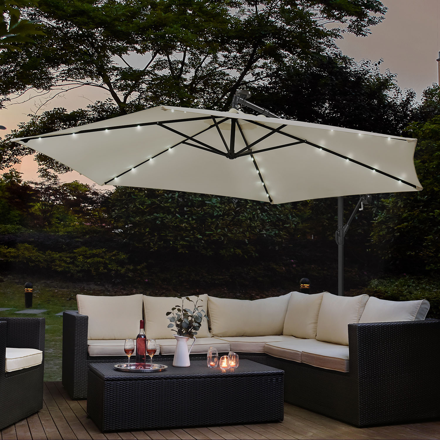 Brasil 350 creme Parasol met LED-verlichting