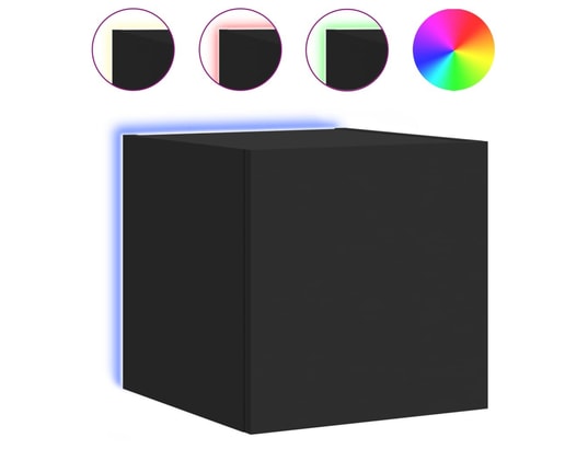 VIDAXL - Elément suspendu Meubles tv muraux avec lumières led 2 pcs noir 30,5x35x30 cm