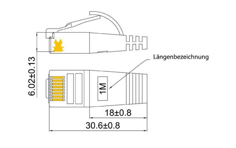 Slimpatchkabel RJ-45 - RJ-45, Cat 6, STP, 0.1 m, ViolettGeschirmtes Twisted-Pair-Kabel (STP) mit Klinkenschutz