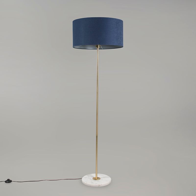 Vloerlamp messing met blauwe kap 50 cm - Kaso