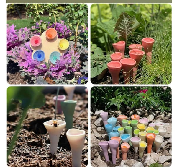 INF Resin Flower Bee drikkefontene (sett med 2)