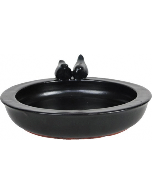 Best For Birds Vogelbad Keramiek Rond - Drinkbak - 31x33x11 cm Grijs Blauw