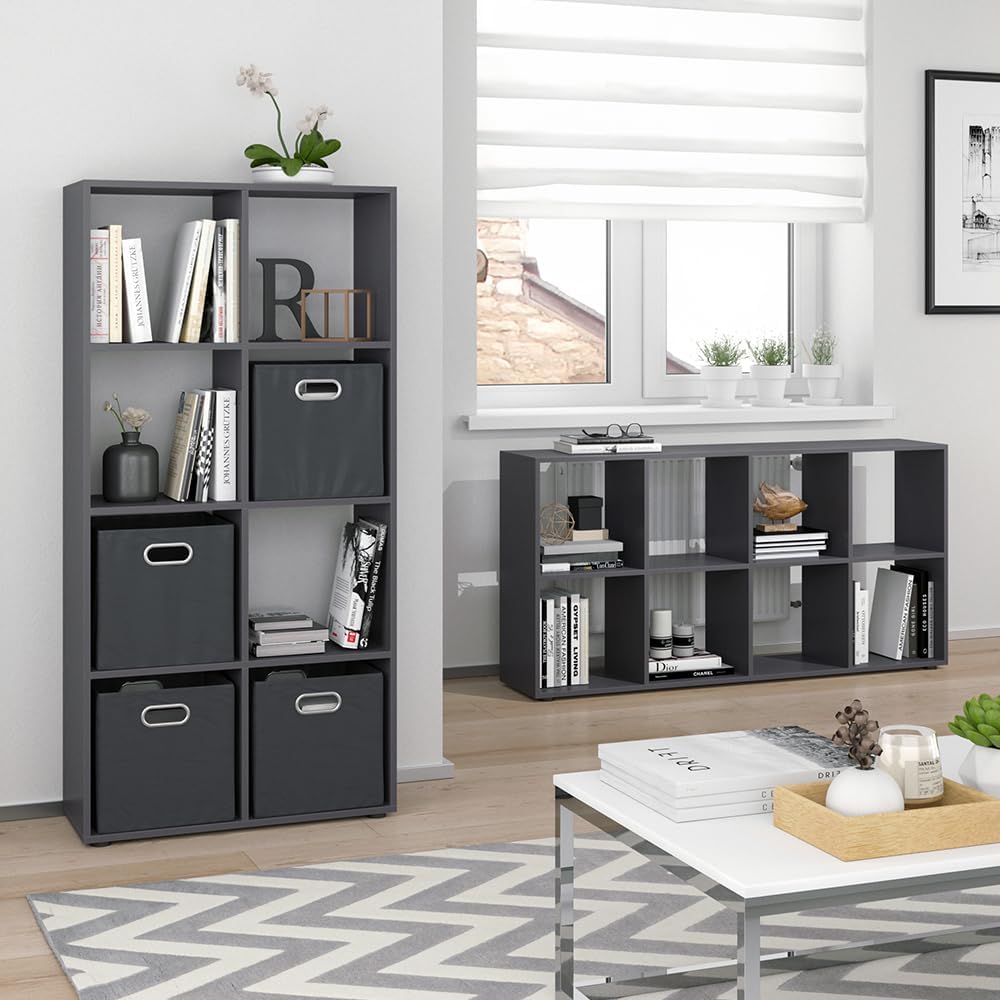 Vicco Raumteiler Scutum, stehendes Bücherregal, Grau, 72 x 143 cm