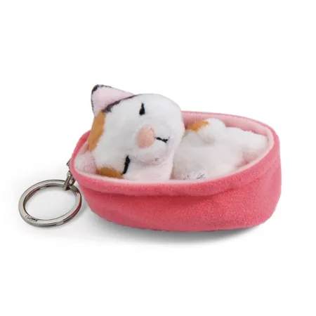 NICI Schlüsselanhänger Sleeping Pets Katze dreifarbig, 8 cm