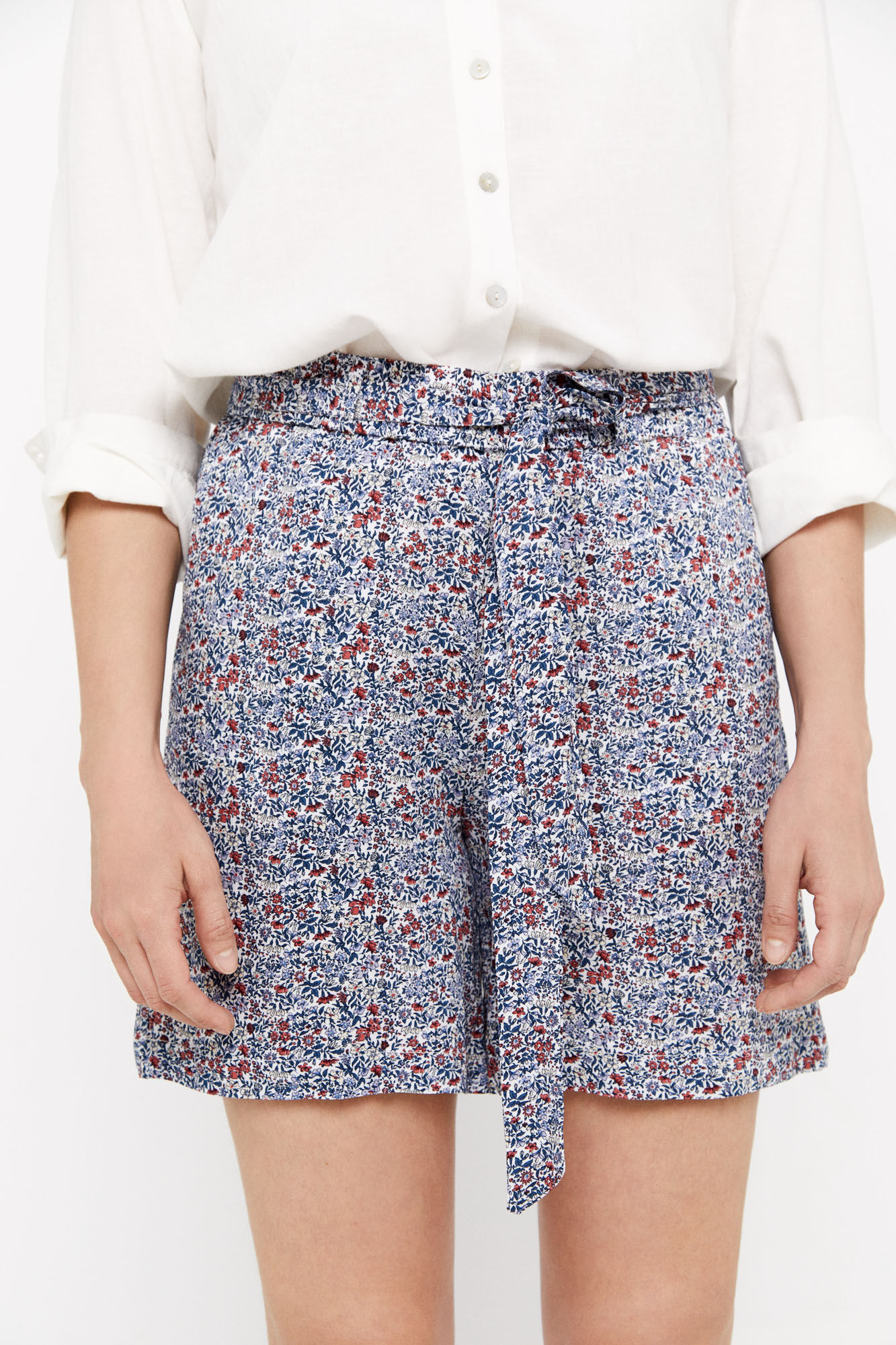 Bermuda fluida estampada - Multicolorida