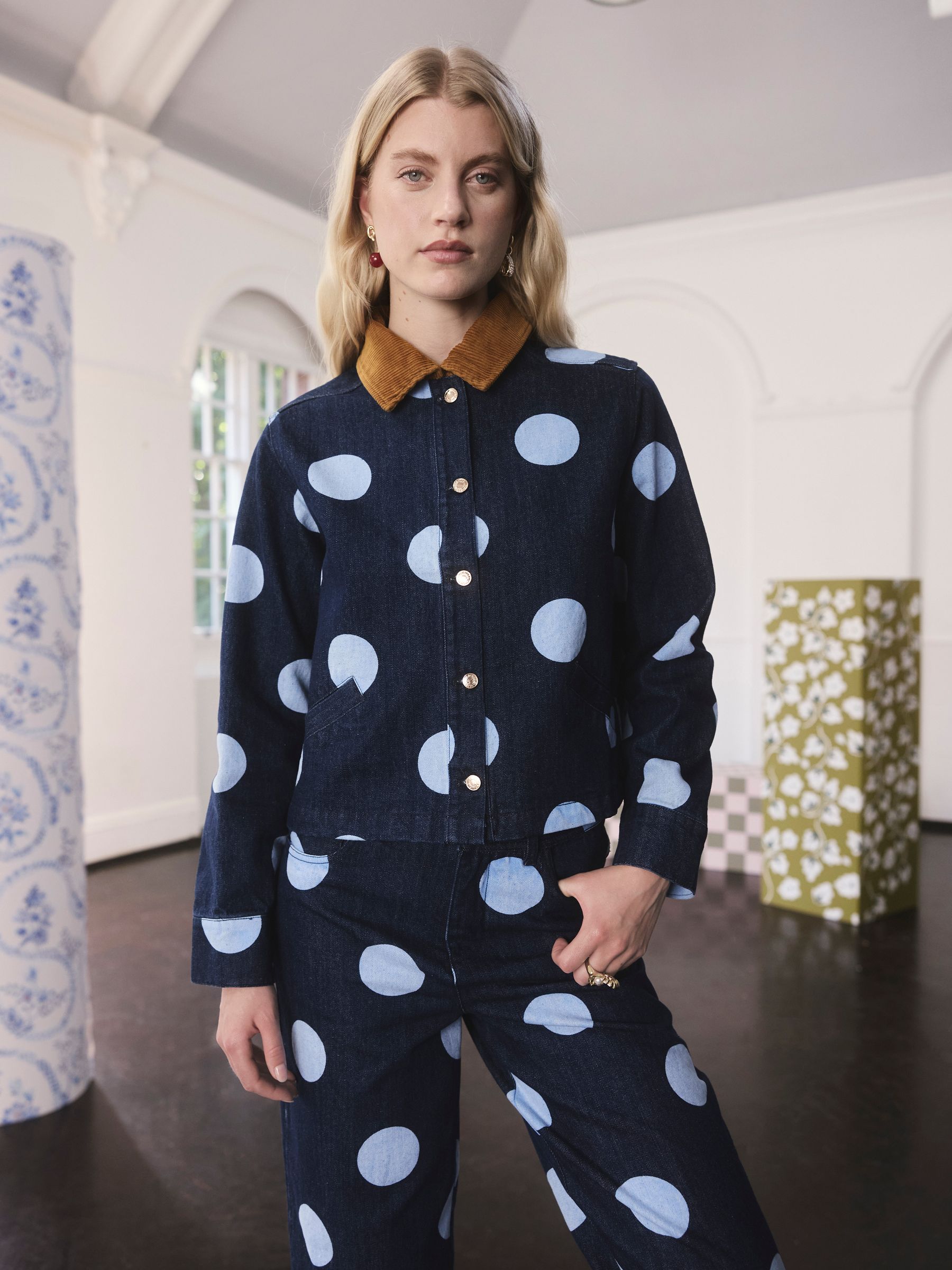 Blauw met stippen - Cath Kidston Collared Twill Jacket