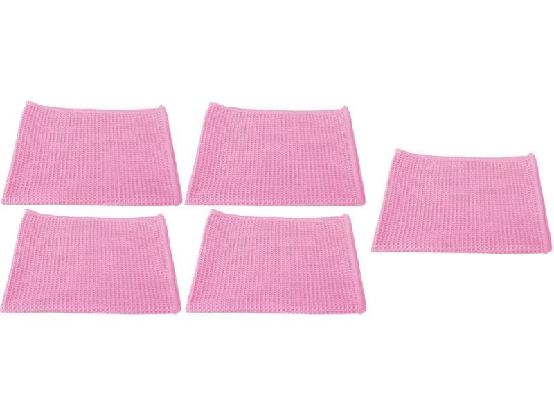 Edi Baur Mikrofaser-Reinigungstuch 5 Stück, Rosa Waffeltuch Set