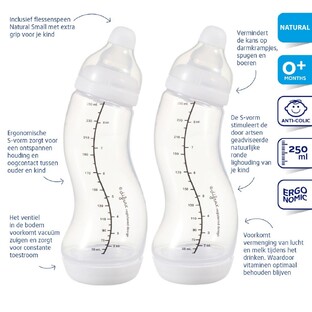 Difrax Doublepack S-babyfles Natural 250 ml 2ST