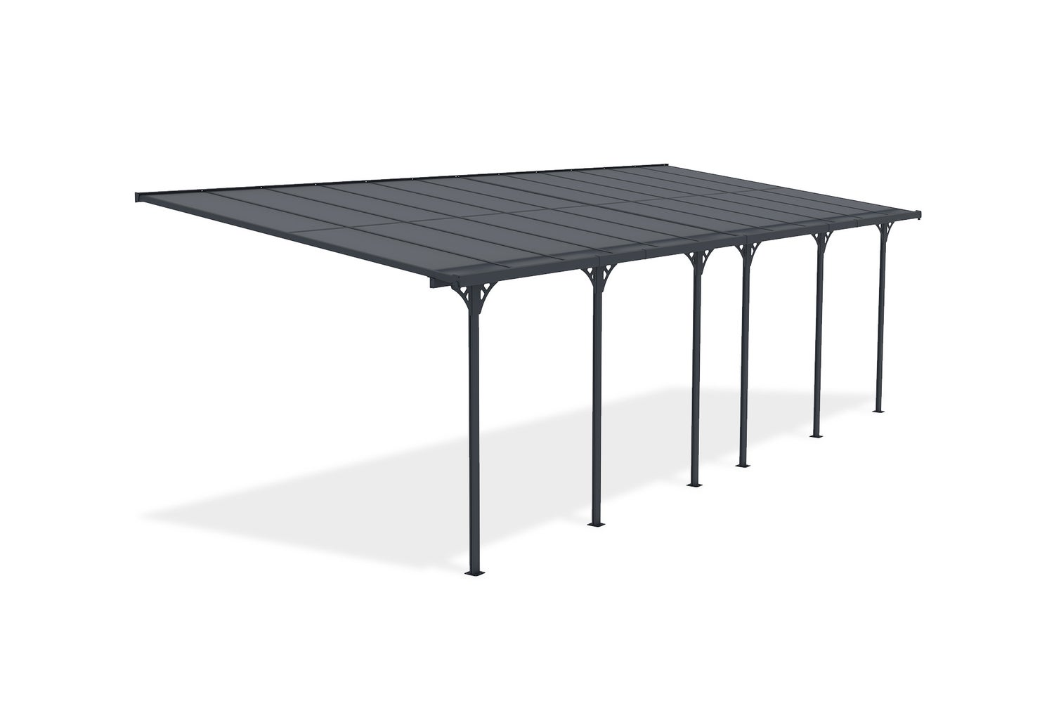 Aangebouwde pergola/carport 24m² KLEO 800L300 aluminiumgrijs