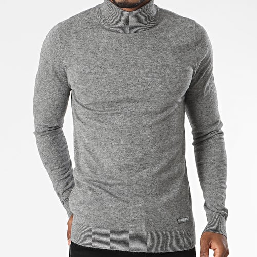 Pull Col Cheminée Gris Anthracite Chiné