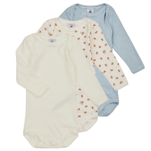 Petit Bateau - BODY US ML RENARD PACK X3 - Blanc / Bleu