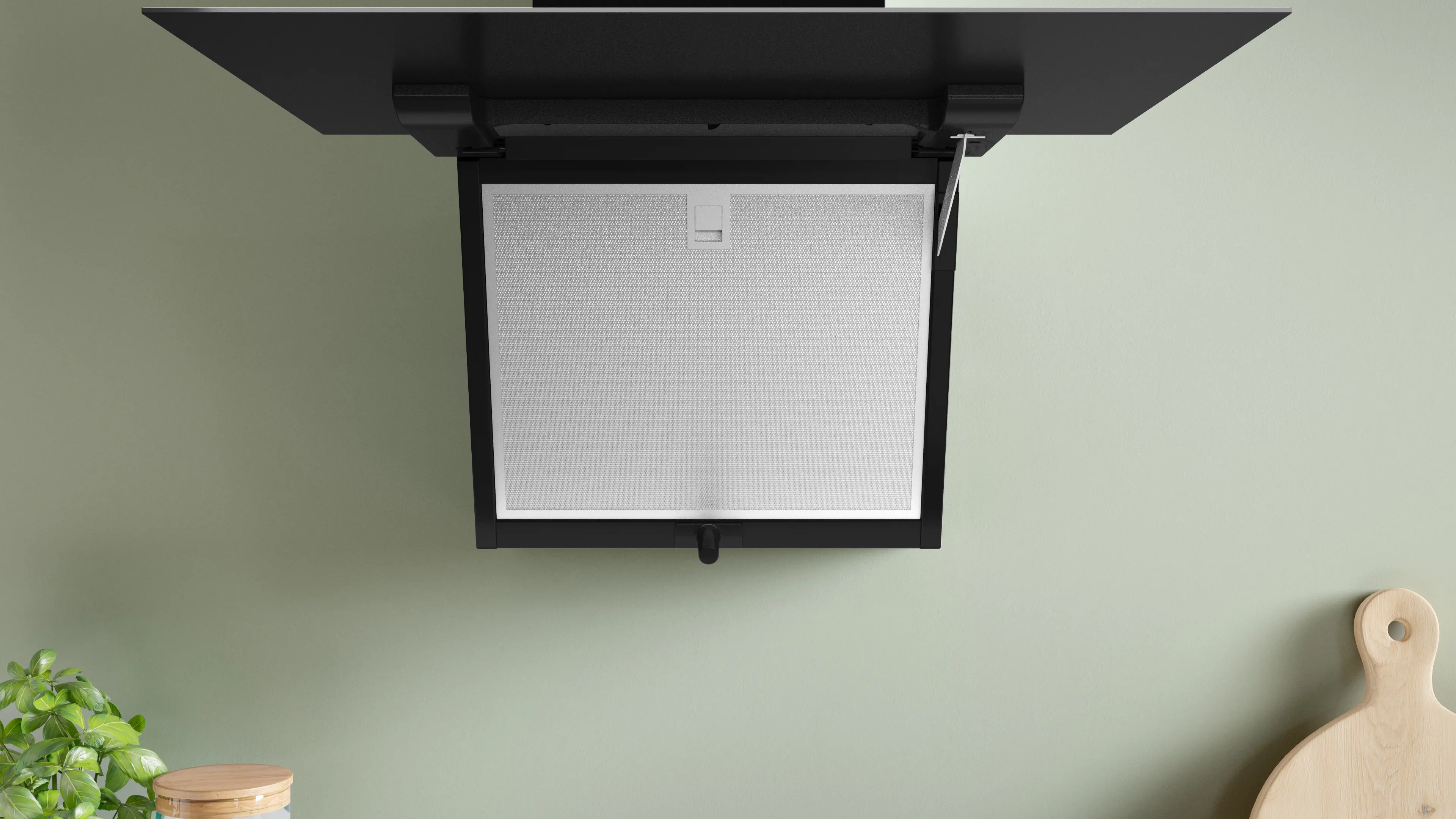 Serie 4 Wandschouwkap 60 cm zwart glas, Zwart