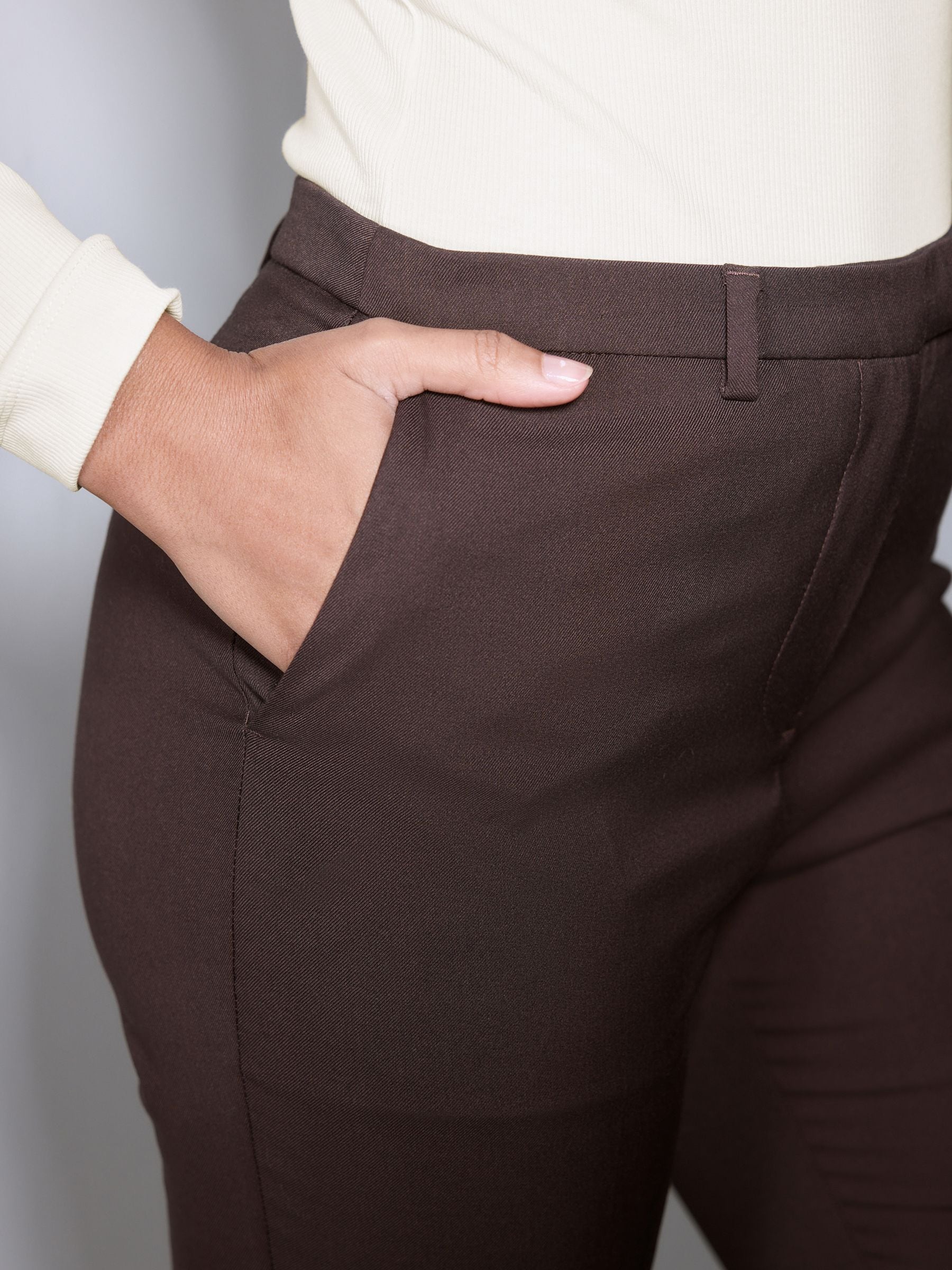 Chocoladebruin - Op maat gesneden smalle broek