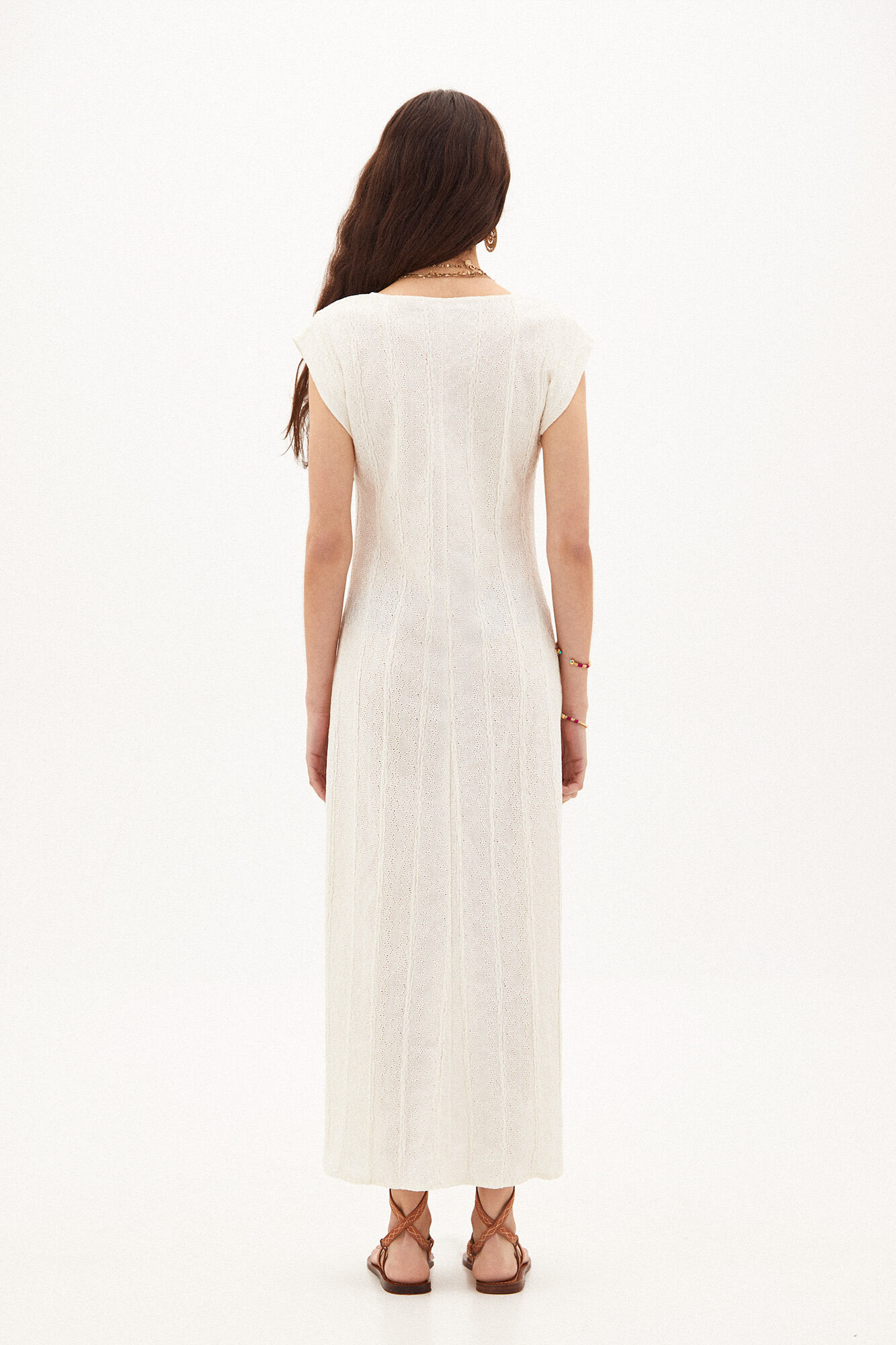 Canela. Vestido midi de malha - Bege