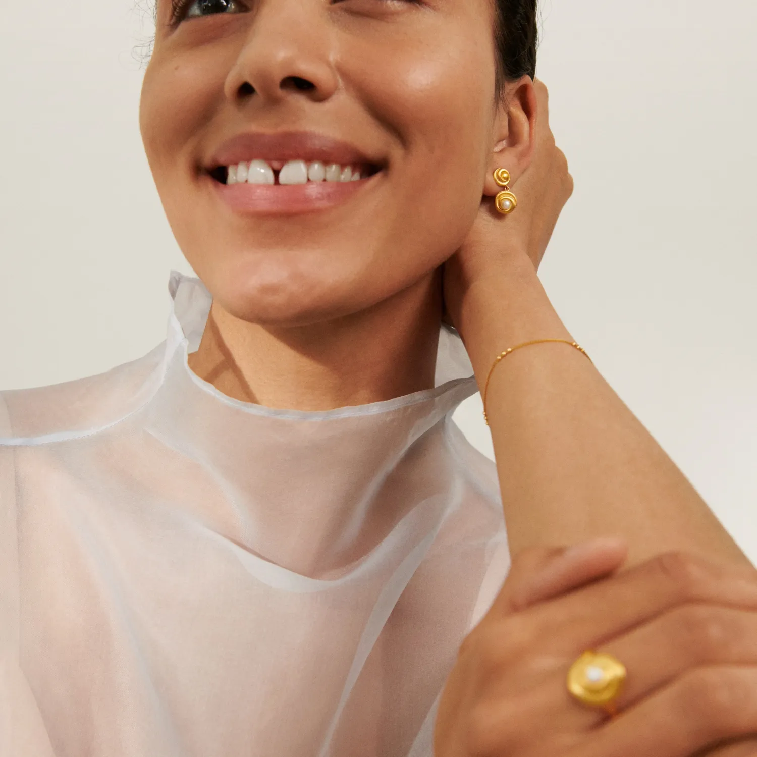Pernille Corydon Shell Flower Øreringe 18 kt. Forgyldt Sølv e-346-gp