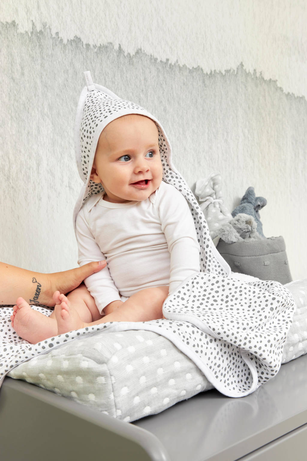 badcape - set van 2 Basic jersey Cheetah grijs