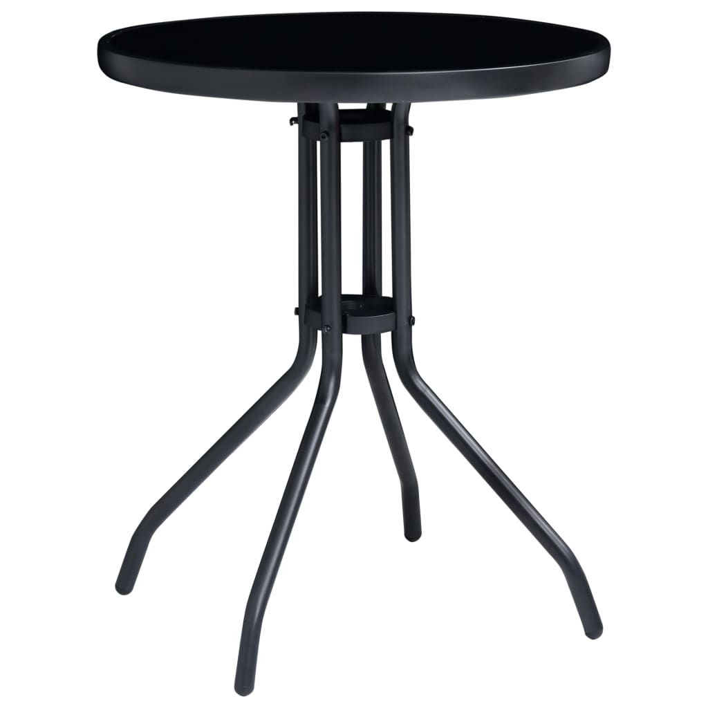 Mobilier de bistro 3 pièces aluminium et textilène noir