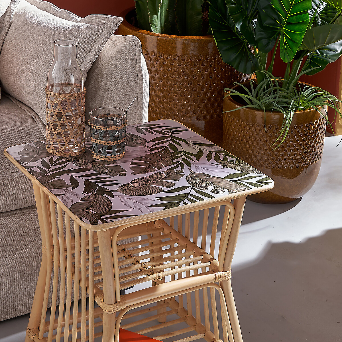 LA REDOUTE INTERIEURS<br>Mesa lateral de rattan, Naturo