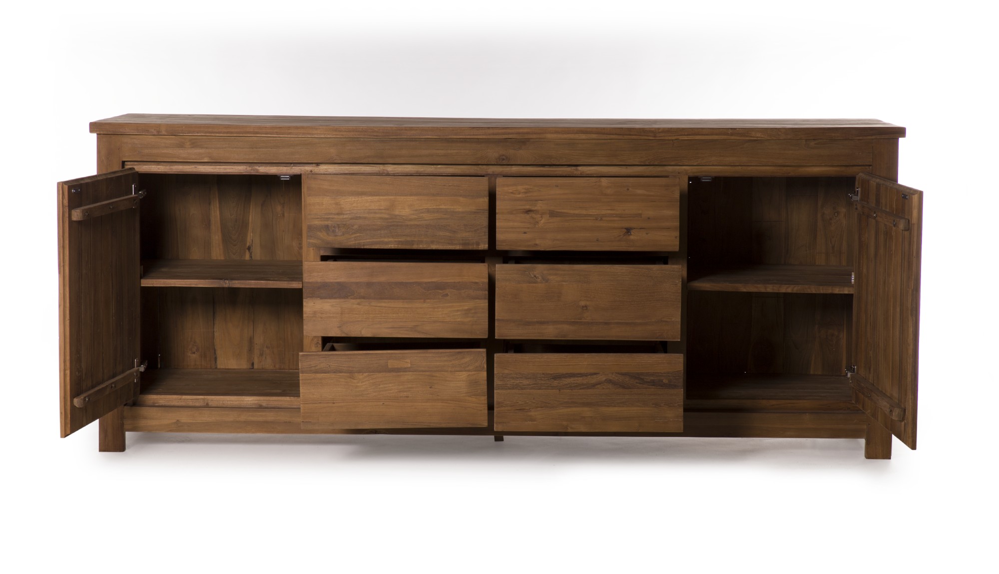 Sideboard aus Teak, 2 Türen, 6 Schubladen, B 220 cm, H 90 cm, T 45 cm von fischer's lagerhaus
