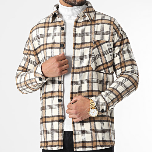 Surchemise A Carreaux KD638 Ecru Camel