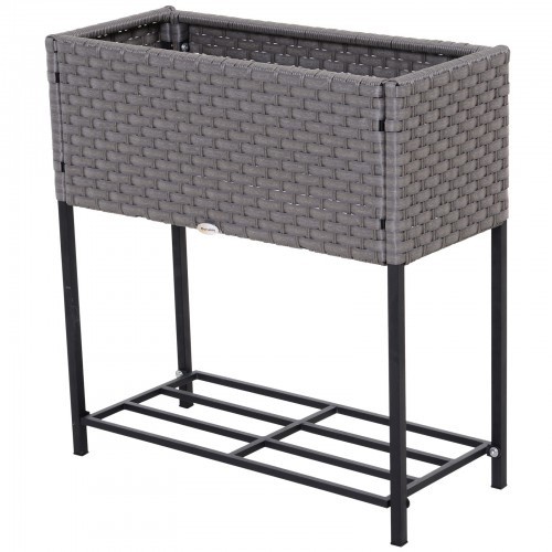 Vaso retangular Outsunny para varanda, cinza