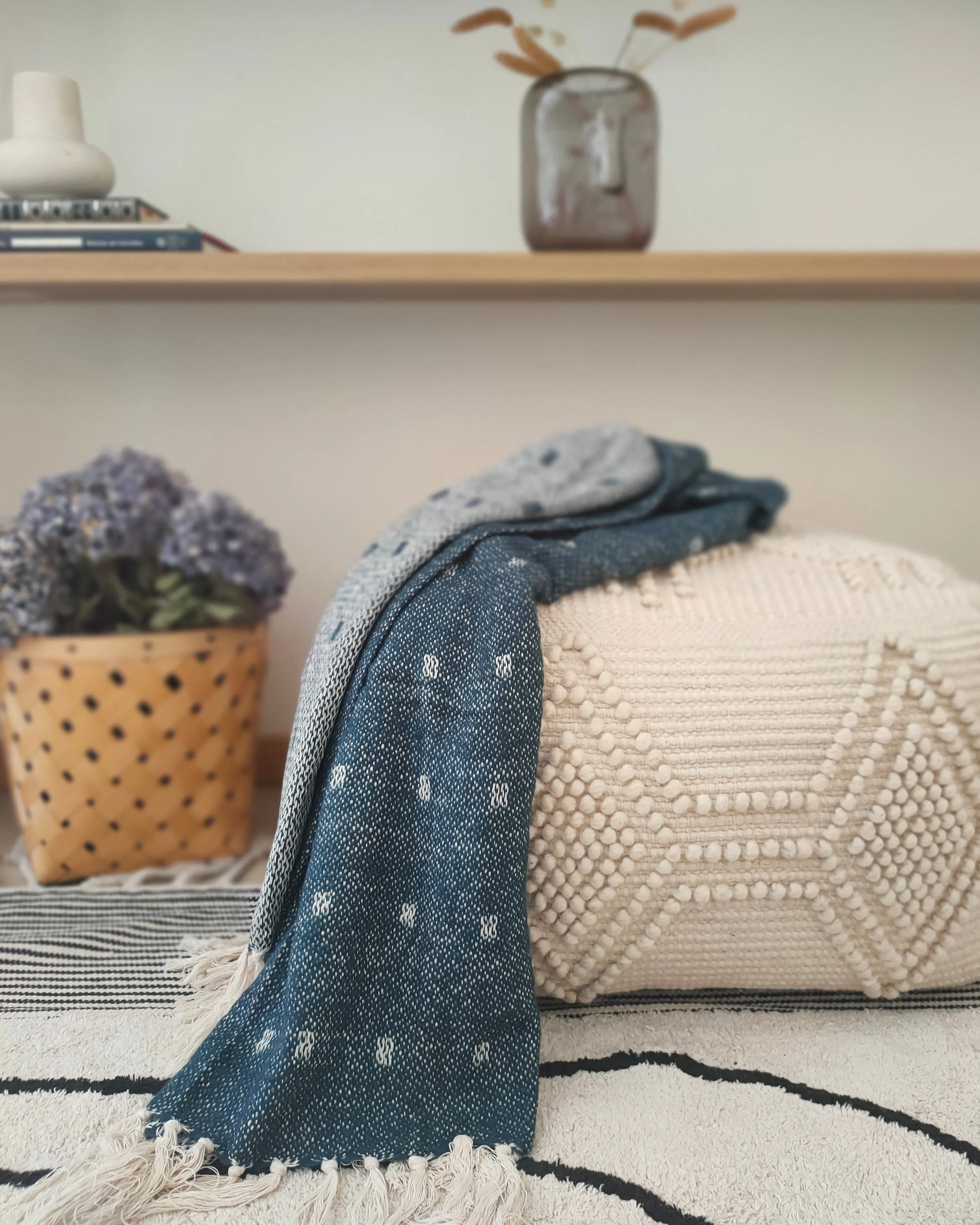 Plaid TAARI Katoen 130 x 170 cm Groenblauw