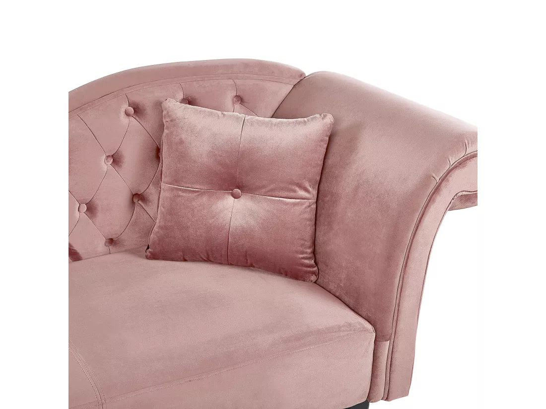 Chaise longue côté droit en velours rose LATTES