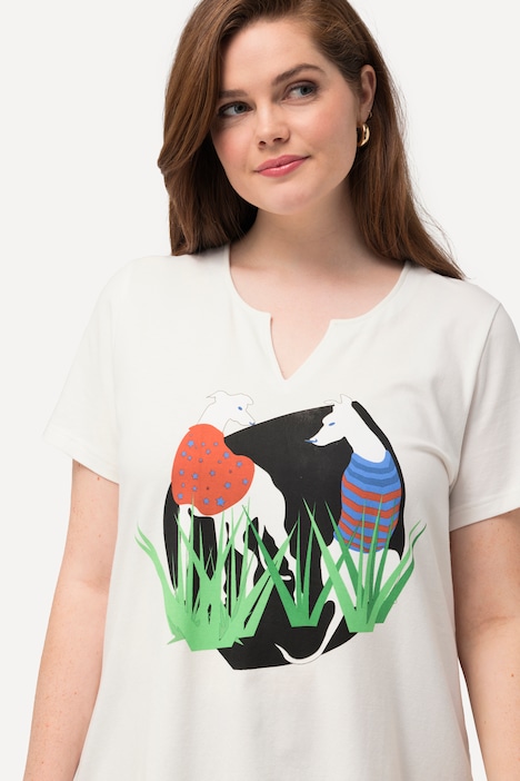 T-Shirt, Wildhund, A-Linie, Tunika-Ausschnitt, Halbarm
