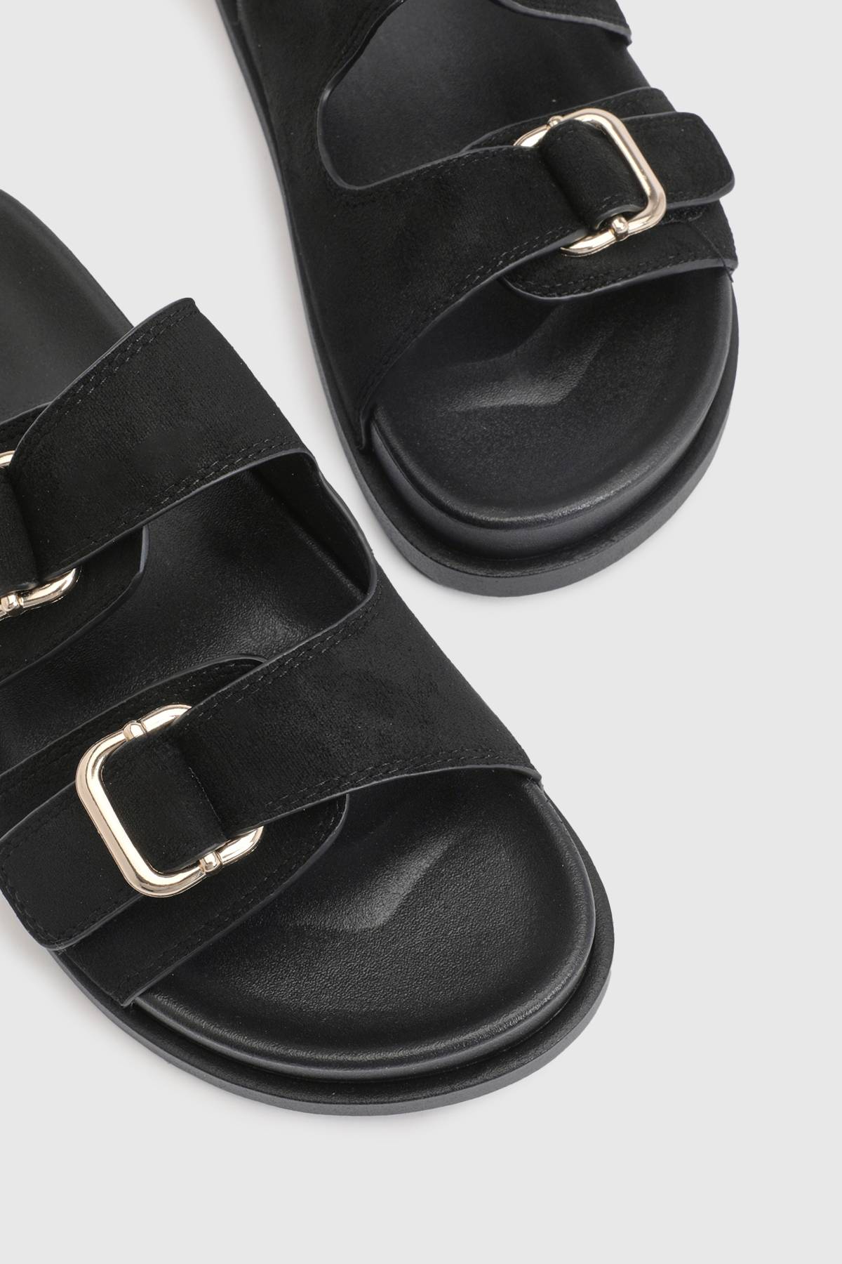 boohoo Sandales À Double Boucle Ajustables En Synthétique Avec Semelle Anatomique
