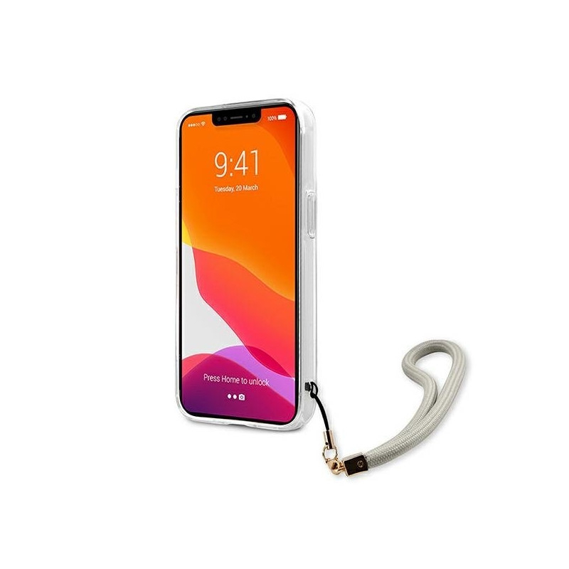 iPhone 13 Pro Hardcase Hülle Marble Strap (GUHCP13LKMABGR) - Weiss / Grau