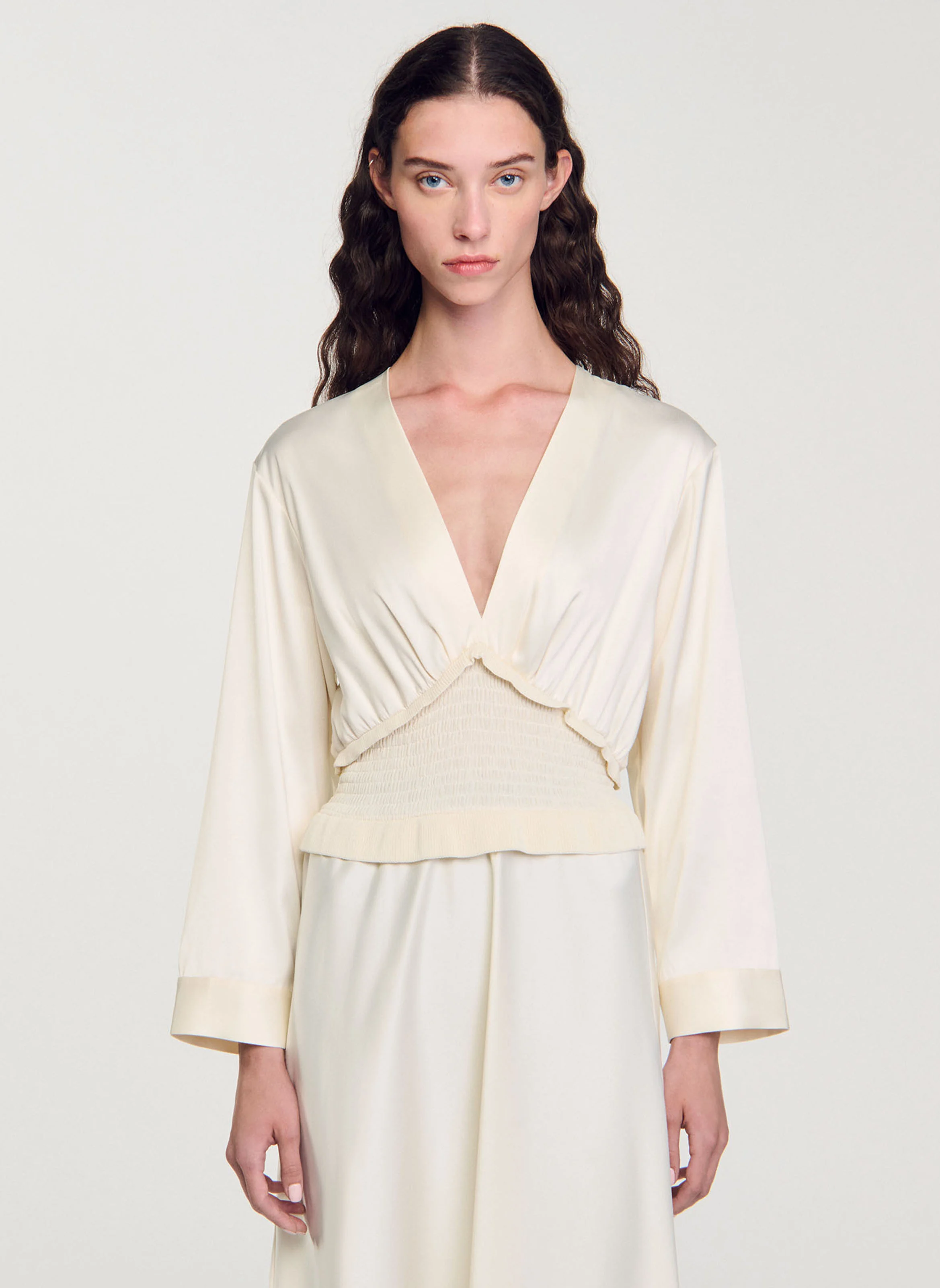 Robe longue satinée| Blanc