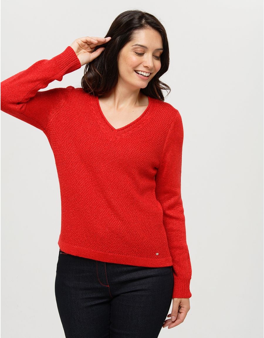Pull irisé rouge