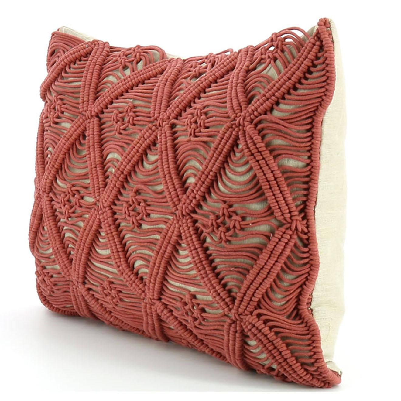 En Fil d'Indienne Housse de coussin Macramé terracotta - 35x50 cm