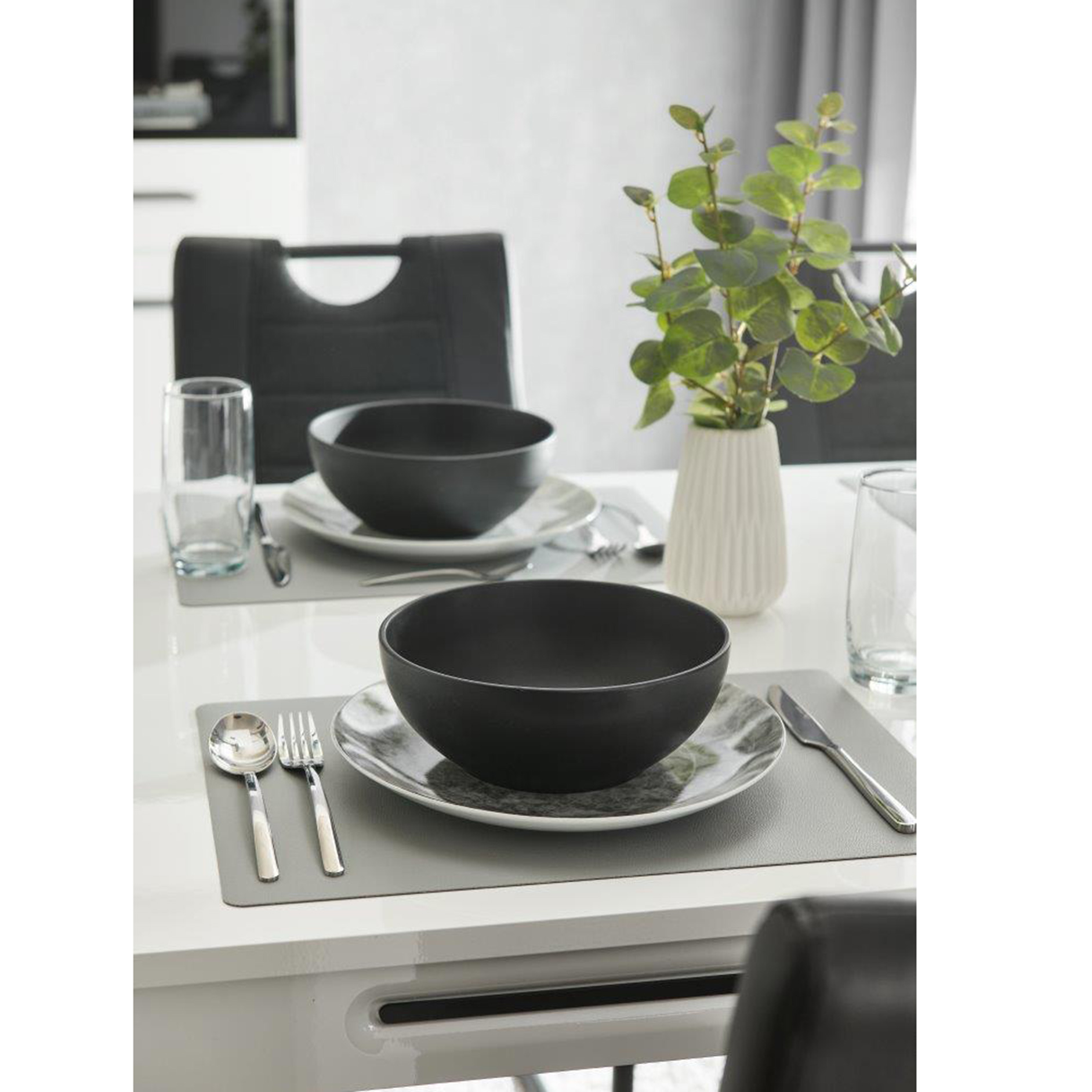 Tischset - schwarz-silber - wendbar