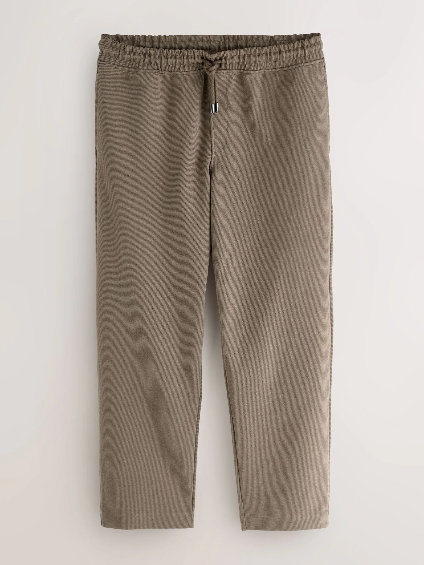 Naturel bruin - Joggingbroek van keperstof met rechte pijpen en textuur