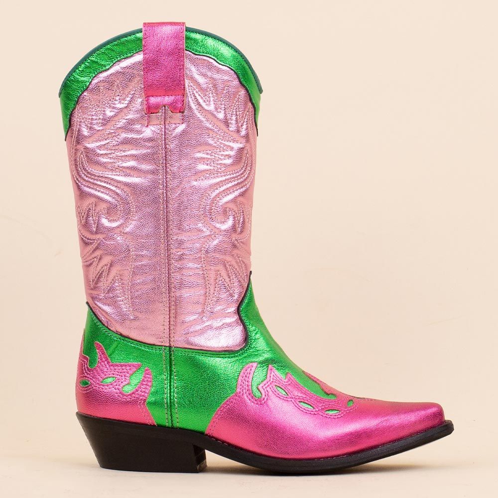 DWRS cowboylaarzen 1324 Sierra groen - roze