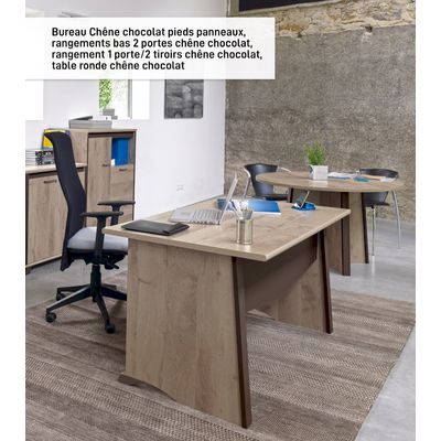 Bureau MAMBO - 80 cm - Pieds métal - Chêne/chocolat