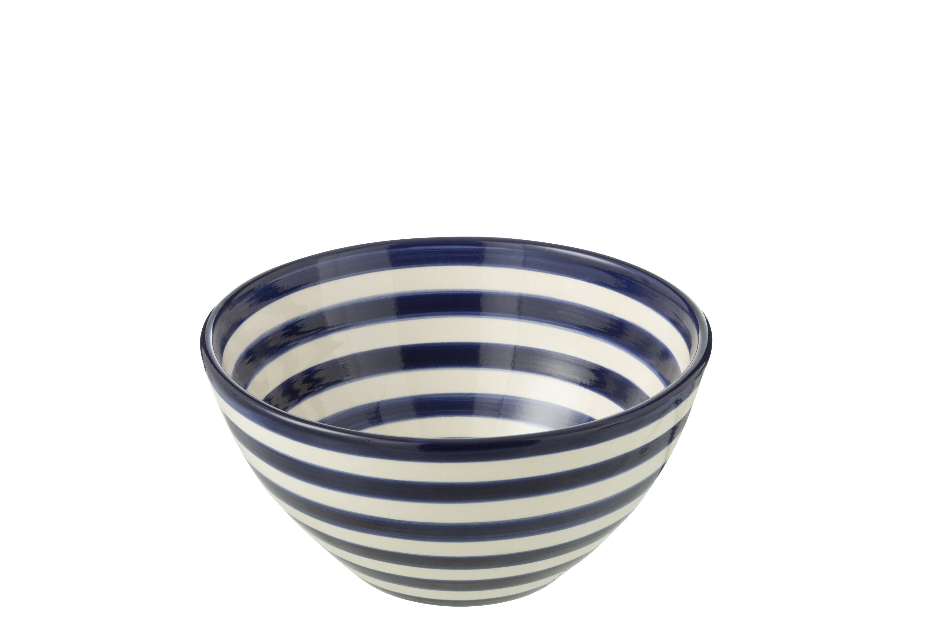 J-Line kom Granada Stripes High  - keramiek - wit|blauw - me