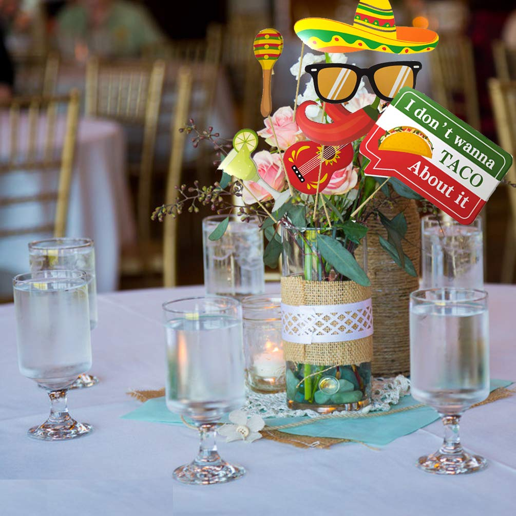 (32er Set) Photo Booth Fotorequisiten Party Foto Accessoires Dekorationen für lustige Bilder - Mexican Fiesta