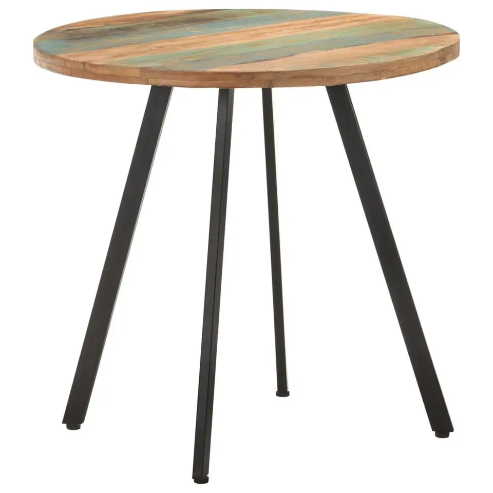 vidaXL Eettafel - Ronde tafel - Massief gerecycled hout en ijzer - Ø80 cm