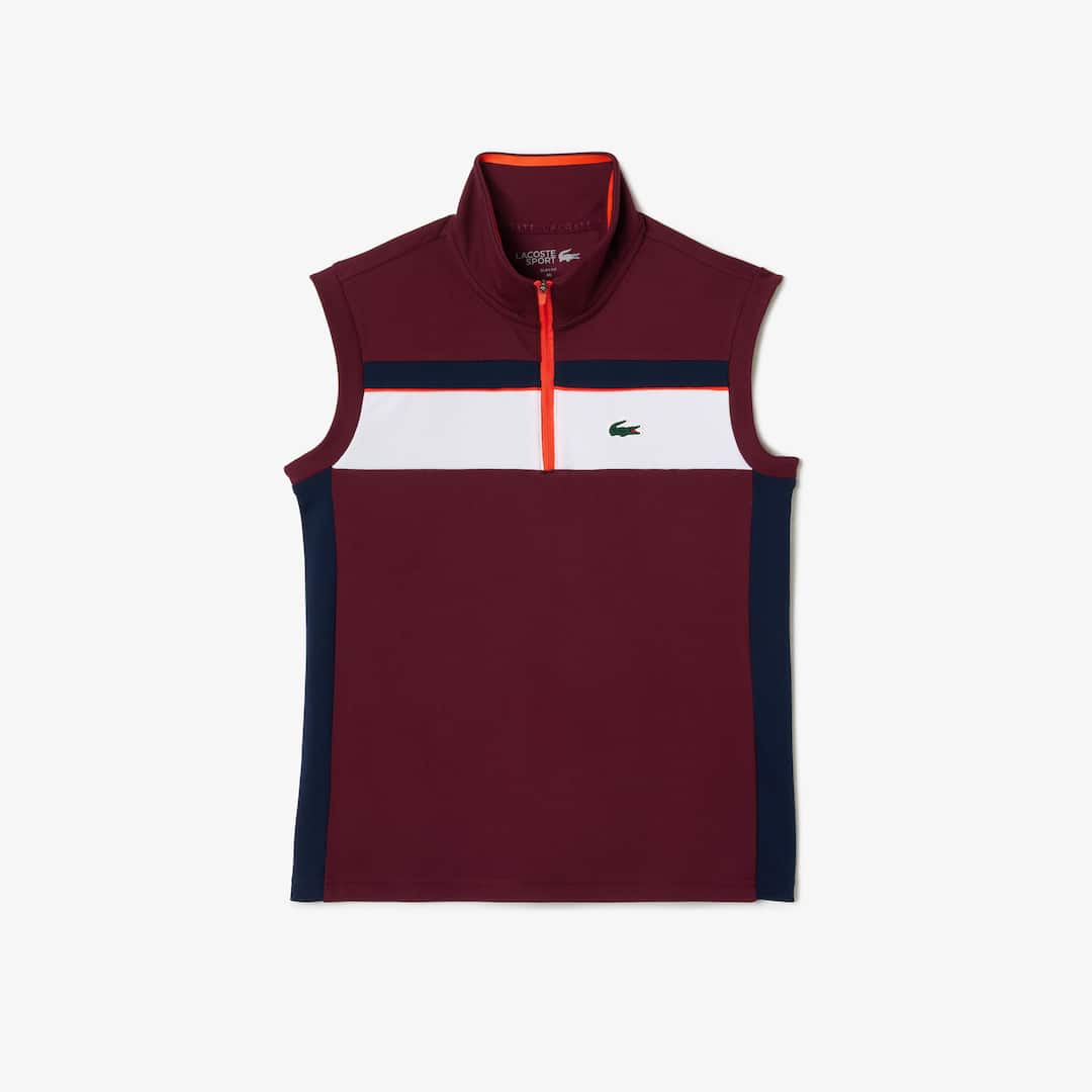 Polo Tennis contrasté en piqué indémaillable ultra-dry Manches Courtes - Rouge - Lacoste - Femme